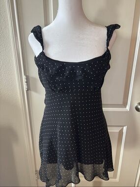 Forever 21 Black Polka Dot Tie-Strap Tank